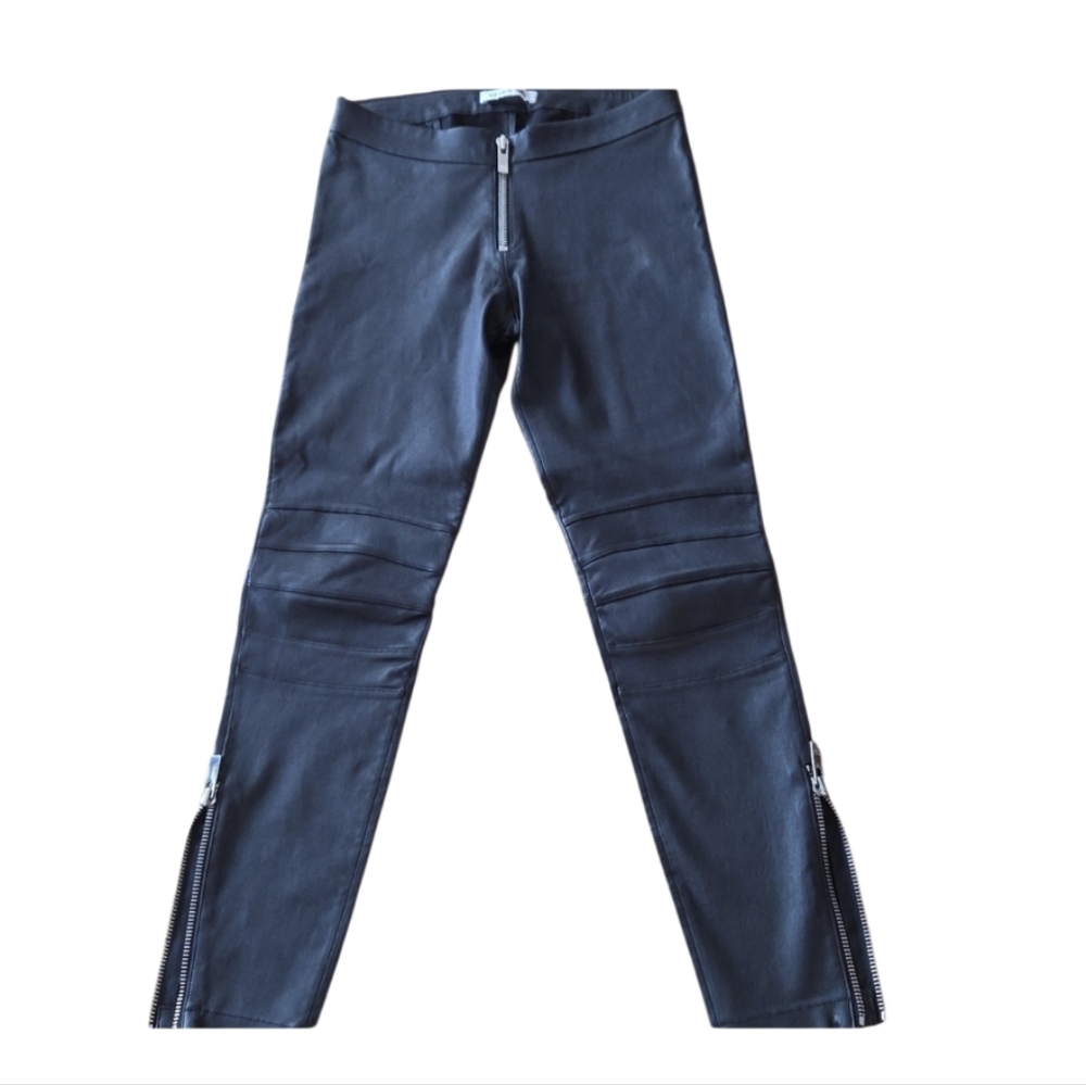 Elizabeth and James Black Leather Pants with Chunky Silver Hardwear